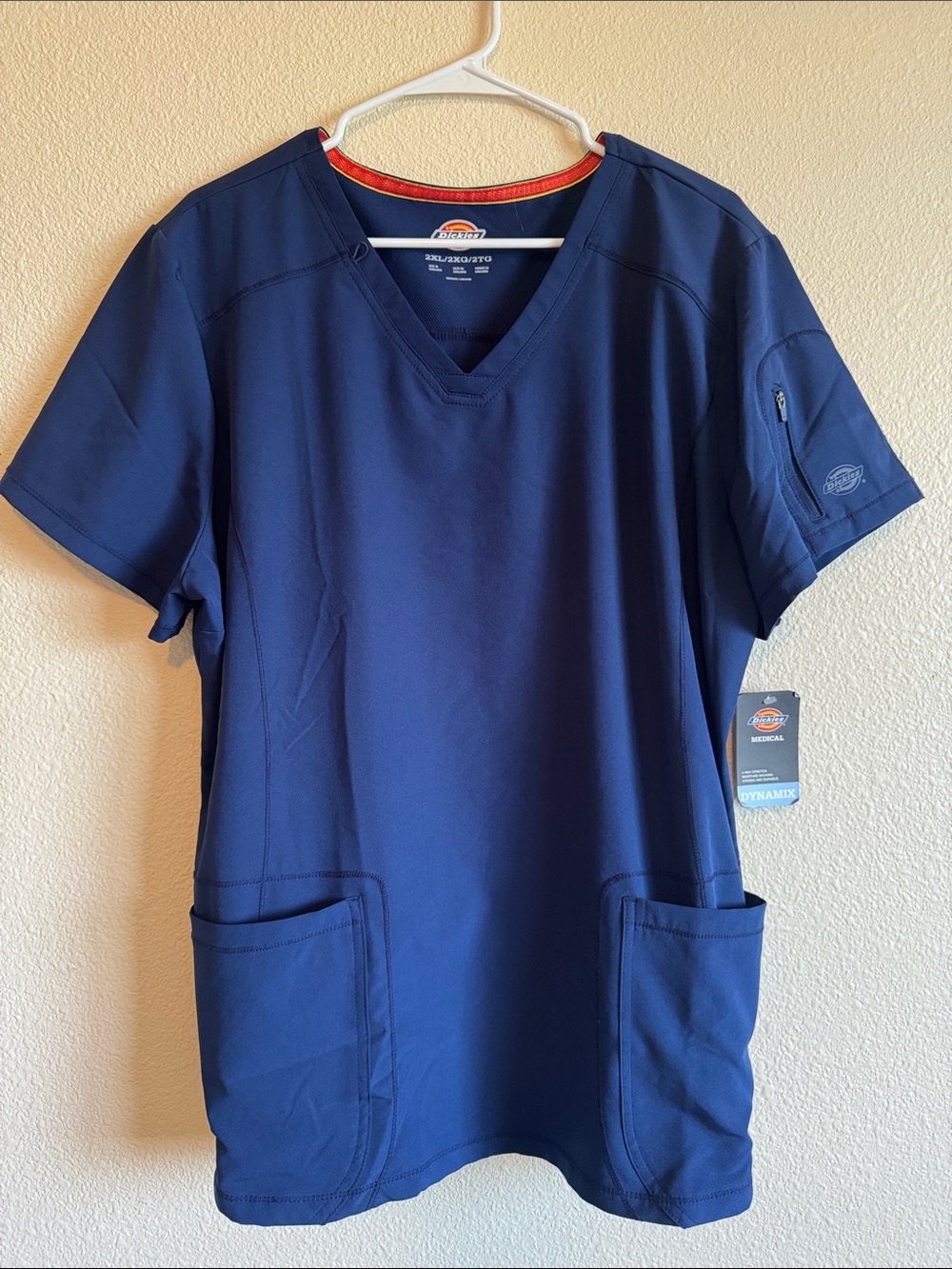 Dickies Navy V-Neck Short Sleeve Scrub Top